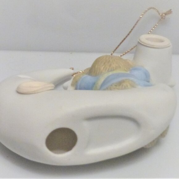 Nobel Ball BEAR MOON Christmas Ornament Light Up Hand Painted Vintage Teddy Bear - Picture 2 of 7